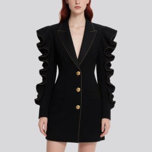 ruffle-paneled-exquisite-long-sleeved-dress